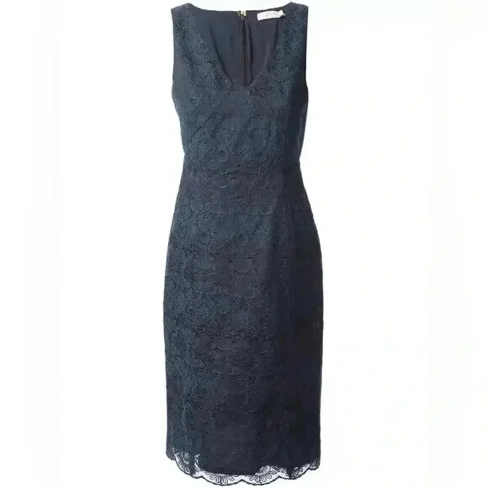 Tory Burch Cameron Sheath Dress Navy Lace $495 EUC Size 8